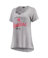 Women's Heathered Gray Toronto Raptors Criss Cross Front Tri-Blend T-shirt