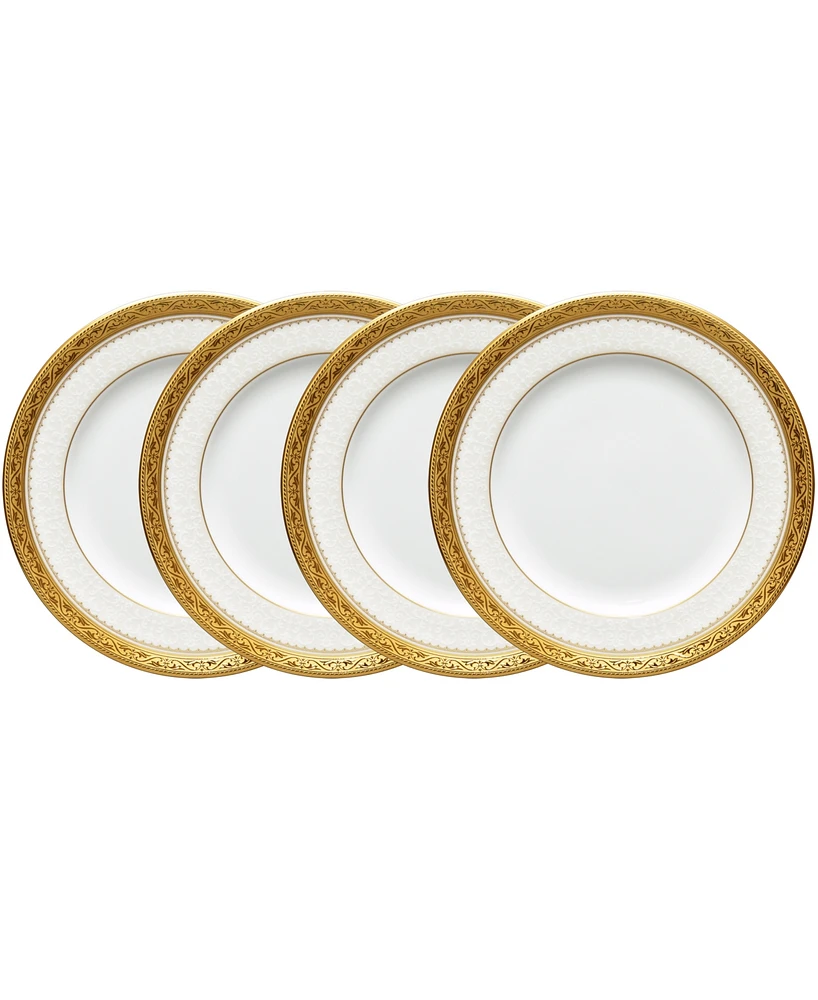 Noritake Odessa Gold Set of 4 Bread Butter and Appetizer Plates, Service For 4