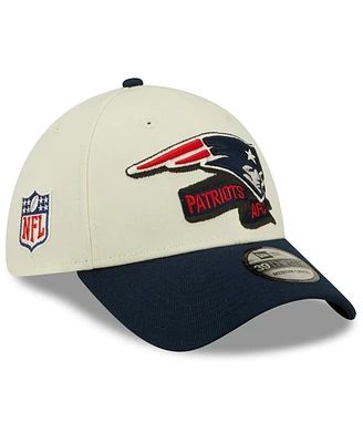 Men's New Era Cream, Navy New England Patriots 2022 Sideline 39THIRTY 2-Tone Flex Hat