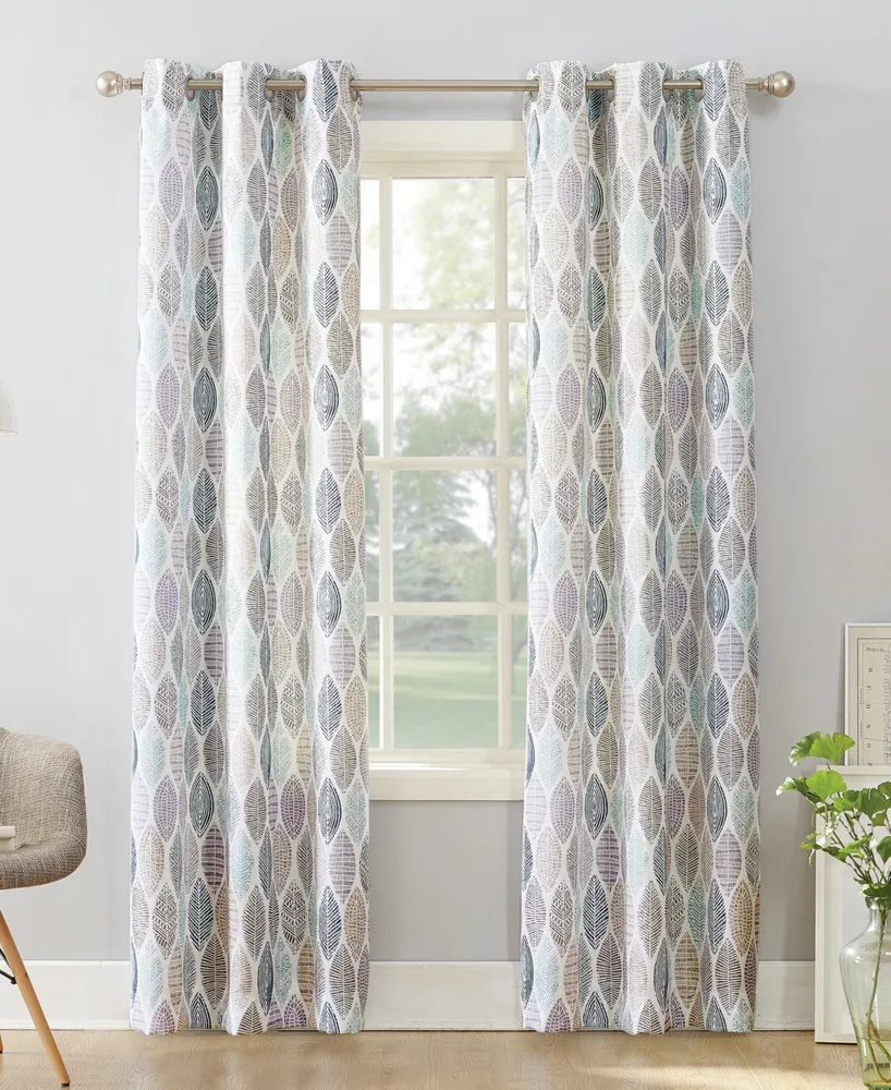 No. 918 Mikko Leaf Print Semi-Sheer Grommet Curtain Panel