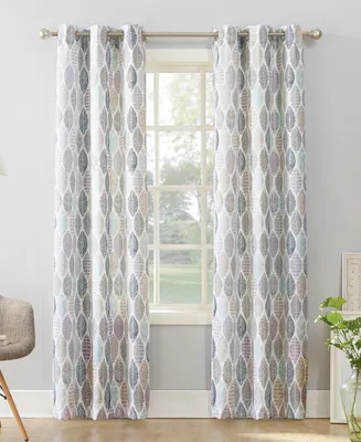 No. 918 Mikko Leaf Print Semi-Sheer Grommet Curtain Panel