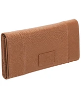 Mancini Women's Pebbled Collection Rfid Secure Trifold Wing Wallet