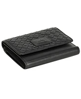 Mancini Women's Basket Weave Collection Rfid Secure Mini Clutch Wallet