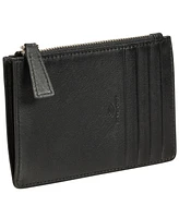 Mancini Women's Basket Weave Collection Rfid Secure Card Case and Coin Pocket