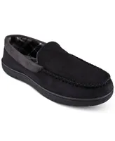 Haggar Men's Indoor/Outdoor Microsuede Venetian Slipper with Plaid Fleece Lining
