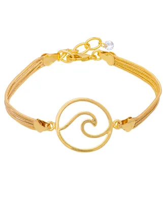 Round Wave Bracelet Silver Plate or 18K Gold Plated
