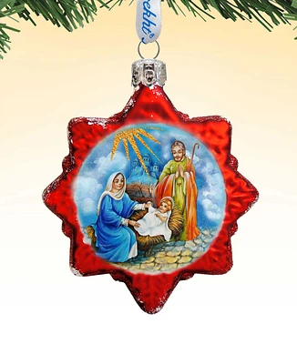 Designocracy Nativity Snowflake Mercury Holiday Ornament