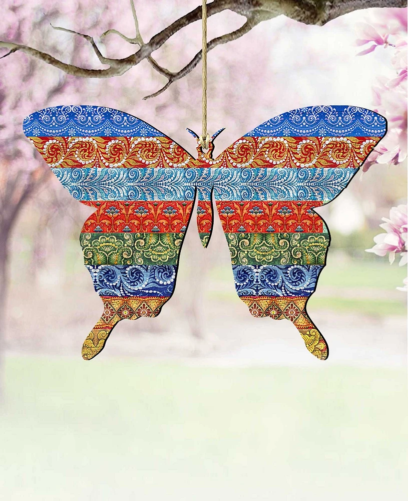 Designocracy Quilted Butterfly Holiday Ornaments, Set of 2