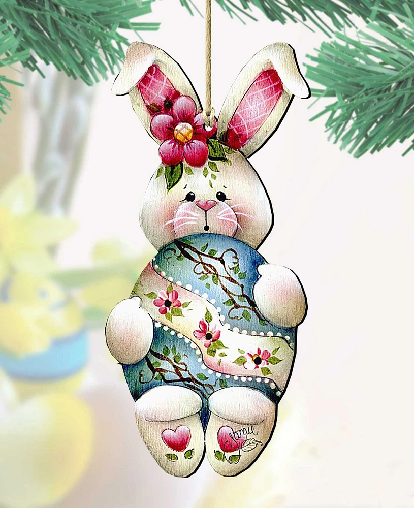 Designocracy Bunny Hugs Holiday Ornaments Holiday, Set of 2