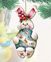 Designocracy Bunny Hugs Holiday Ornaments Holiday, Set of 2