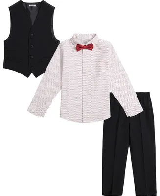Calvin Klein Little Boys Stretch Performance Vest, Pants, Shirt and Bow Tie, 4-Piece Set