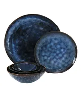 Elama Reactive Glaze Amelia 20 Piece Round Stoneware Triple Bowl Dinnerware Set, Service for 4