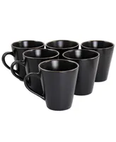 Elama Gold-Tone Trim Mateo 6 Piece Stoneware Mug Set, Service for 6