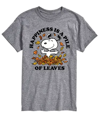 Airwaves Men's Short Sleeve Peanuts Pile of Leaves T-shirt