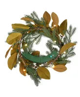 National Tree Company 24" Magnolia Mix Pine Wreath with Led Lights