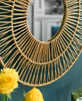 Decorative Woven Paper Rope Round Shape Modern Hanging Wall Mirror