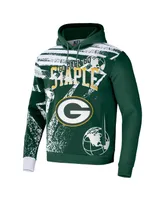 Men's Nfl X Staple Hunter Green Bay Packers Team Slogan All Over Print Pullover Hoodie