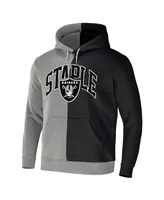 Men's Nfl X Staple Gray, Black Las Vegas Raiders Split Logo Pullover Hoodie