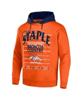 Men's Nfl X Staple Orange Denver Broncos Oversized Gridiron Vintage-Like Wash Pullover Hoodie