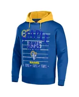 Men's Nfl X Staple Navy Los Angeles Rams Oversized Gridiron Vintage-Like Wash Pullover Hoodie