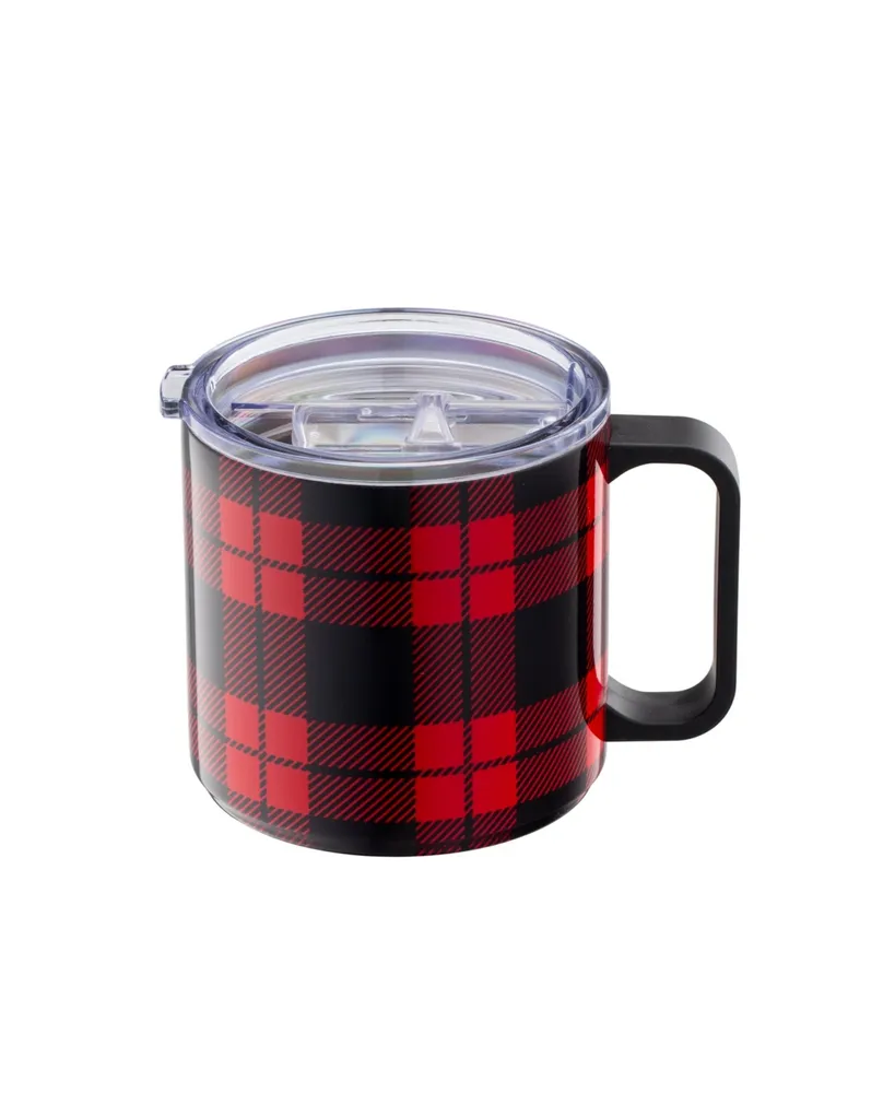 Cambridge Stackable Plaid Insulated Coffee Mugs, Set of 2