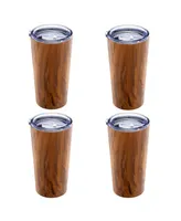 Cambridge Wood Decal Insulated Highballs, Set of 4