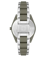 Anne Klein Women's Three-Hand Quartz Silver-Tone and Olive Green Solar Oceanwork Plastic Bracelet Watch, 38.5mm - Silver