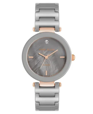 Anne Klein Women's Three-Hand Quartz Taupe Ceramic Link Bracelet Watch, 33mm