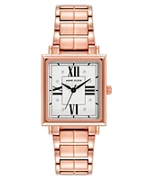 Anne Klein Women's Three-Hand Quartz Square Rose Gold-Tone Alloy Bracelet Watch, 27mm - Rose Gold