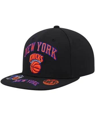 Men's Mitchell & Ness Black New York Knicks Hardwood Classics Front Loaded Snapback Hat