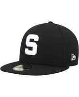 Men's New Era Michigan State Spartans Black and White 59FIFTY Fitted Hat