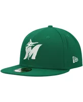Men's New Era Kelly Green Miami Marlins Logo White 59FIFTY Fitted Hat