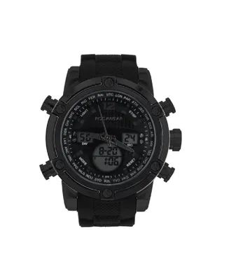 Rocawear Men's Black Silicone Strap Watch 51mm