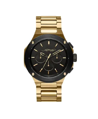 Ed Hardy Men's Brushed Gold-Tone Metal Bracelet Watch 46mm - Matte Black, Brushed Gold