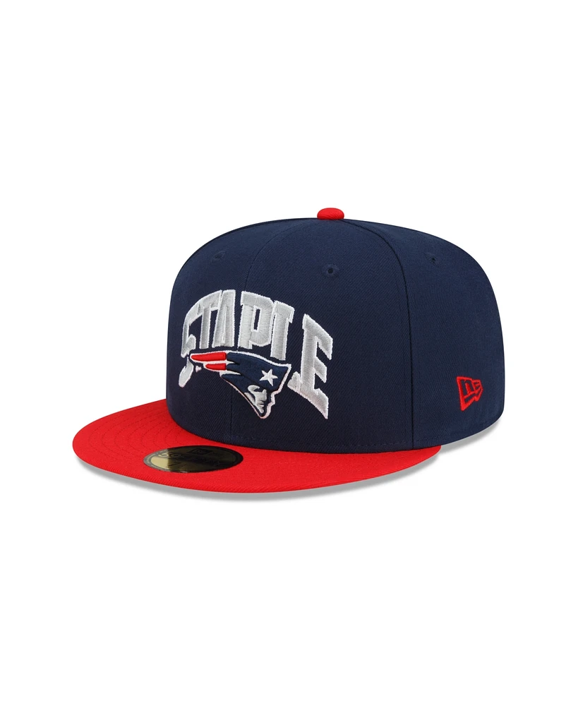 Men's New Era X Staple Navy, Red England Patriots Pigeon 59Fifty Fitted Hat