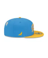 Men's New Era X Staple Powder Blue, Gold Los Angeles Chargers Pigeon 59Fifty Fitted Hat