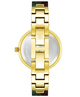 Anne Klein Women's Three-Hand Quartz Green and Burgundy Resin with Gold-Tone Alloy Accents Bangle Watch, 34mm