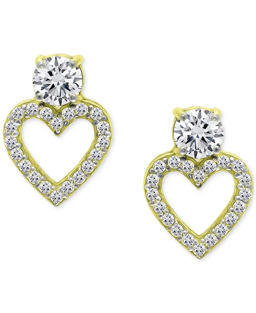 Giani Bernini Cubic Zirconia Heart Stud Earrings in Sterling Silver, Created for Macy's (Also available in 18k gold-plated sterling silver)