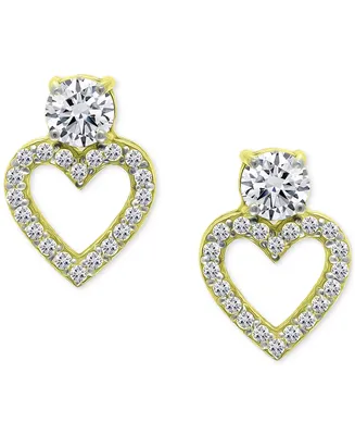 Giani Bernini Cubic Zirconia Heart Stud Earrings in Sterling Silver, Created for Macy's (Also available in 18k gold-plated sterling silver)