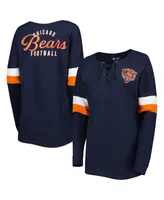 Women's New Era Navy Chicago Bears Athletic Varsity Lace-Up Long Sleeve T-shirt