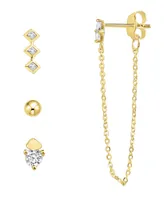 And Now This Multi Earring Cubic Zirconia 4-Piece Assortment