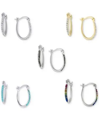 Giani Bernini Crystal Oval Hoop Earrings Collection Created For Macys