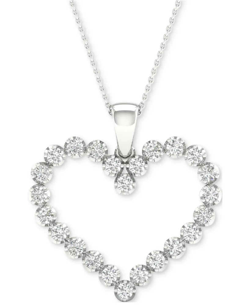 Forever Grown Diamonds Lab-Created Diamond Open Heart 18" Pendant Necklace (1/2 ct. t.w.) in Sterling Silver