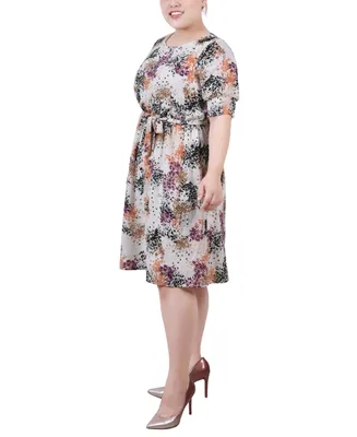 Ny Collection Plus Size Short Sleeve Pebble Crepe Dress