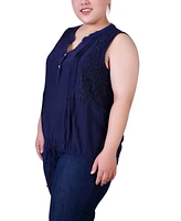 Ny Collection Plus Size Sleeveless Pintuck Tie-Hem Blouse