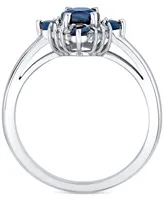 Sapphire (1-3/8 ct. t.w.) & Diamond (1/10 ct. t.w.) Oval Halo Ring in 10k White Gold