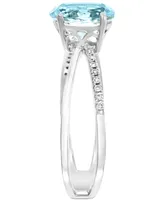 Lali Jewels Aquamarine (1-1/10 ct. t.w.) & Diamond (1/20 ct. t.w.) Crisscross Ring in 14k White Gold