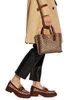 Coach Signature Coated Canvas Willow Tote 24 with Convertible Straps