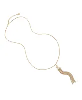 Steve Madden Stone Fringe Pendant Necklace - Crystal, Gold