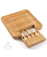 Zulay Kitchen Wooden Bamboo Cheese Board Party Set